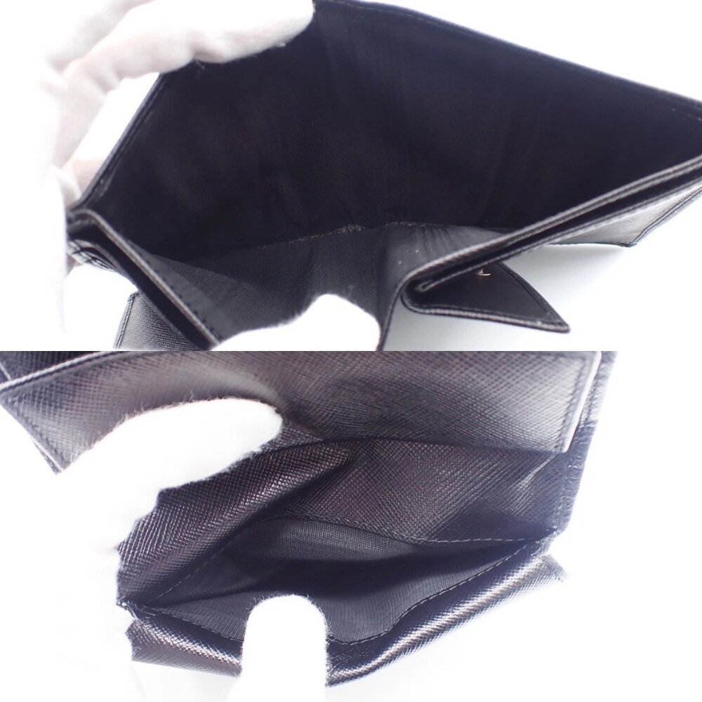 PRADA Logo Compact Bifold Wallet Purse Saffiano Leather Black Italy SHW 38AA182 - Picture 12 of 15